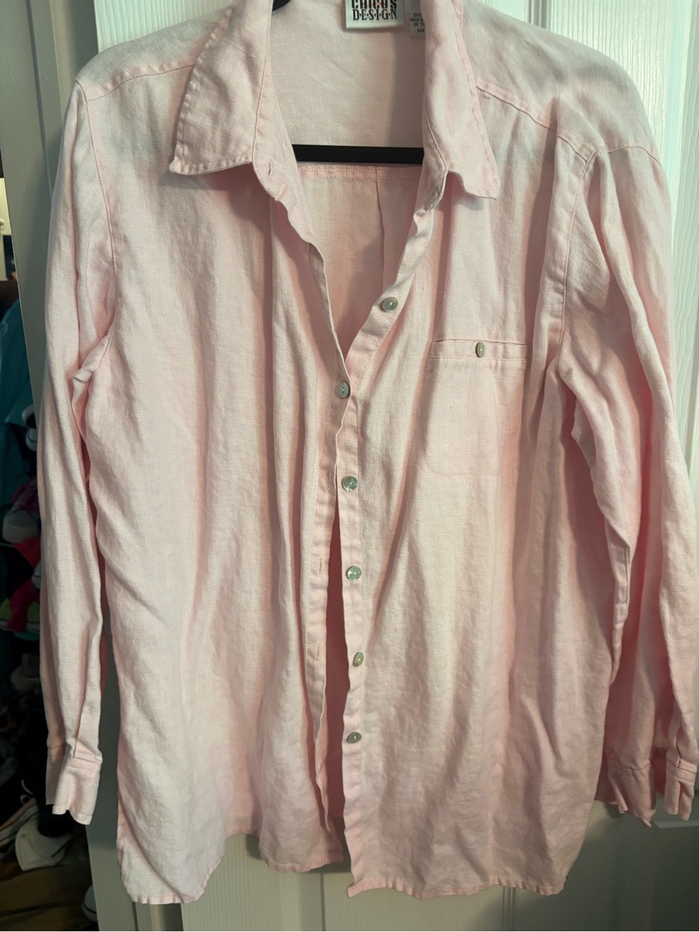 Chico's Soft Light Pink Casual Button-Down Shirt